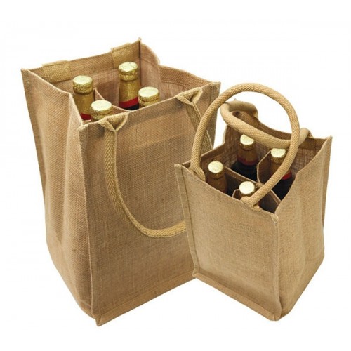 4-Bottle Natural Wine Totes - Jute 2 - W17