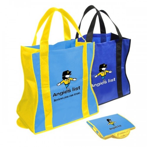 Custom Recycled Folding Tote - Custom & Royal Blue - FT1 Custom Recycled Folding Tote - Custom & Royal Blue - FT1