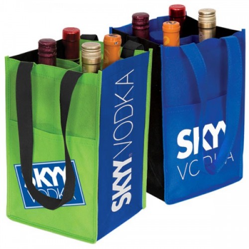 4-Bottle Contrast Wine Bags - W2 4-Bottle Contrast Wine Bags - W2